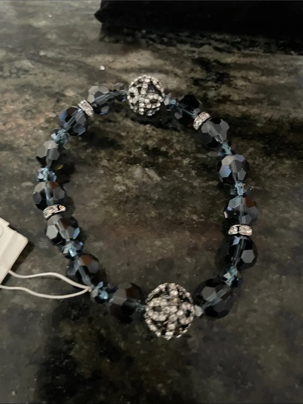 Chaps Black Faceted Crystal Bracelet with Silver Bead - Picture 3 of 4